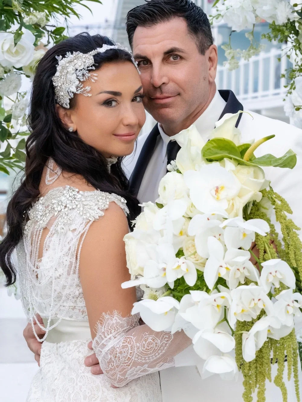 Bridal Crystal Floral Headpiece - White